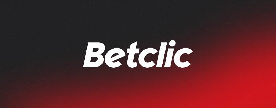Imagem do emblema da Betclic. Embelma branco com um fundo vermelho em degradê.