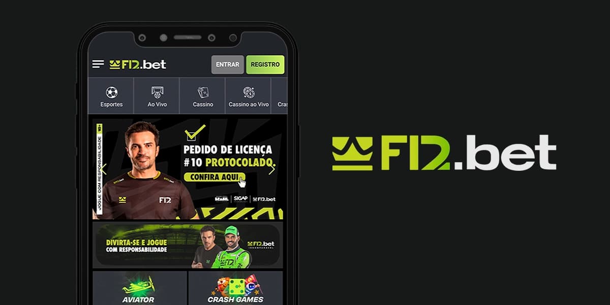Imagem mostra celular aberto na página da F12 Bet